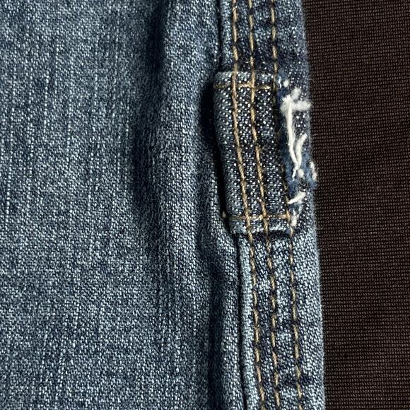 DKNY Jeans Skirt Womens 13 Blue Denim A-Line Utility Pockets Stretch Midi Patch - Picture 10 of 10